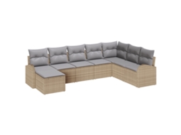 Conjunto 8 Móveis Modulares Vidaxl Bege Vime Pe (289 X 179 X 85 Cm)