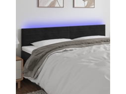 Vidaxl Cabeceira De Cama C/ Luzes Led Veludo 180x5x78/88 Cm Preto