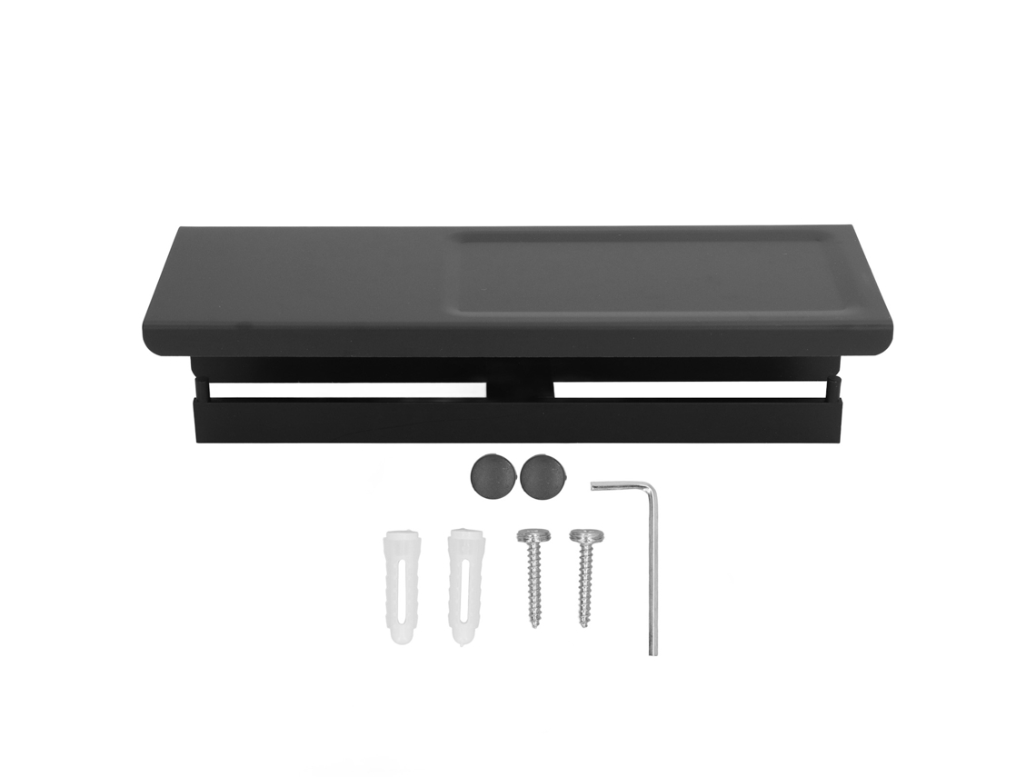 Suporte de Papel Higiênico com Prateleira Impermeável Preto NEVEANCE