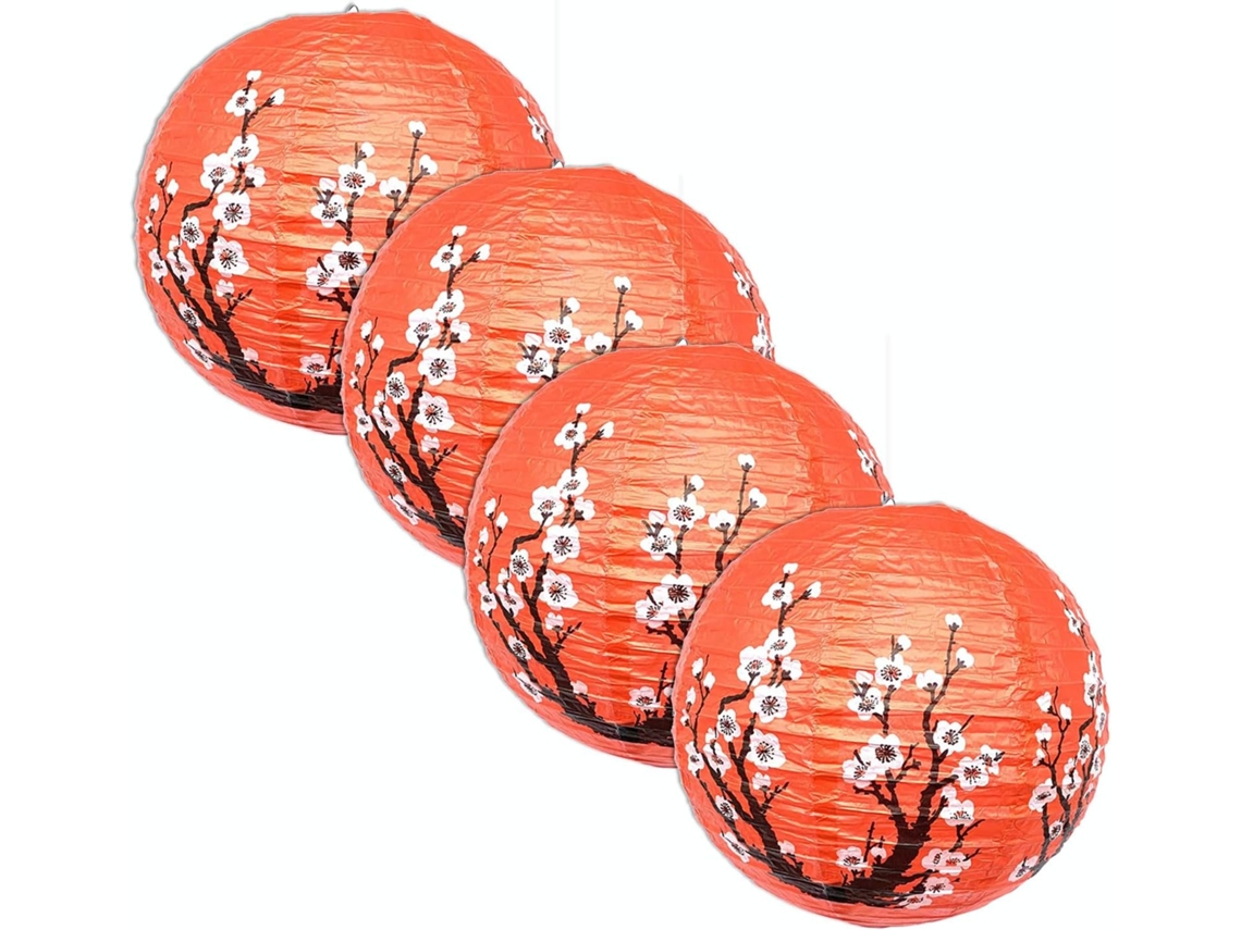 Conjunto De 4 Luminárias Com Estampa De Flor De Cerejeira Para Uso Interno Ou Externo.