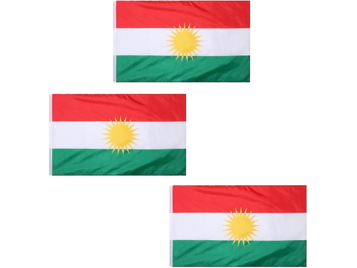 Bandeira Grande do Curdistão, 1,5 X 0,9 M, Tecido de Poliéster com Ilhós de Metal, Costura Dupla para Maior Resistência. SFUSHOS