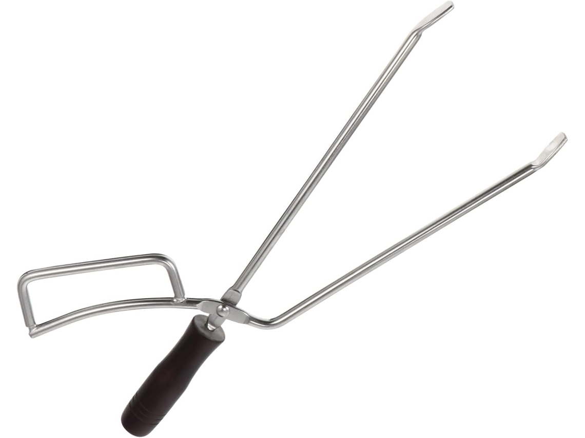 Pinça Para Churrasco Dechous Em Aço Inoxidável, Prática E Com Cabo Ergonômico Em Madeira De Faia, Ideal Para Férias E