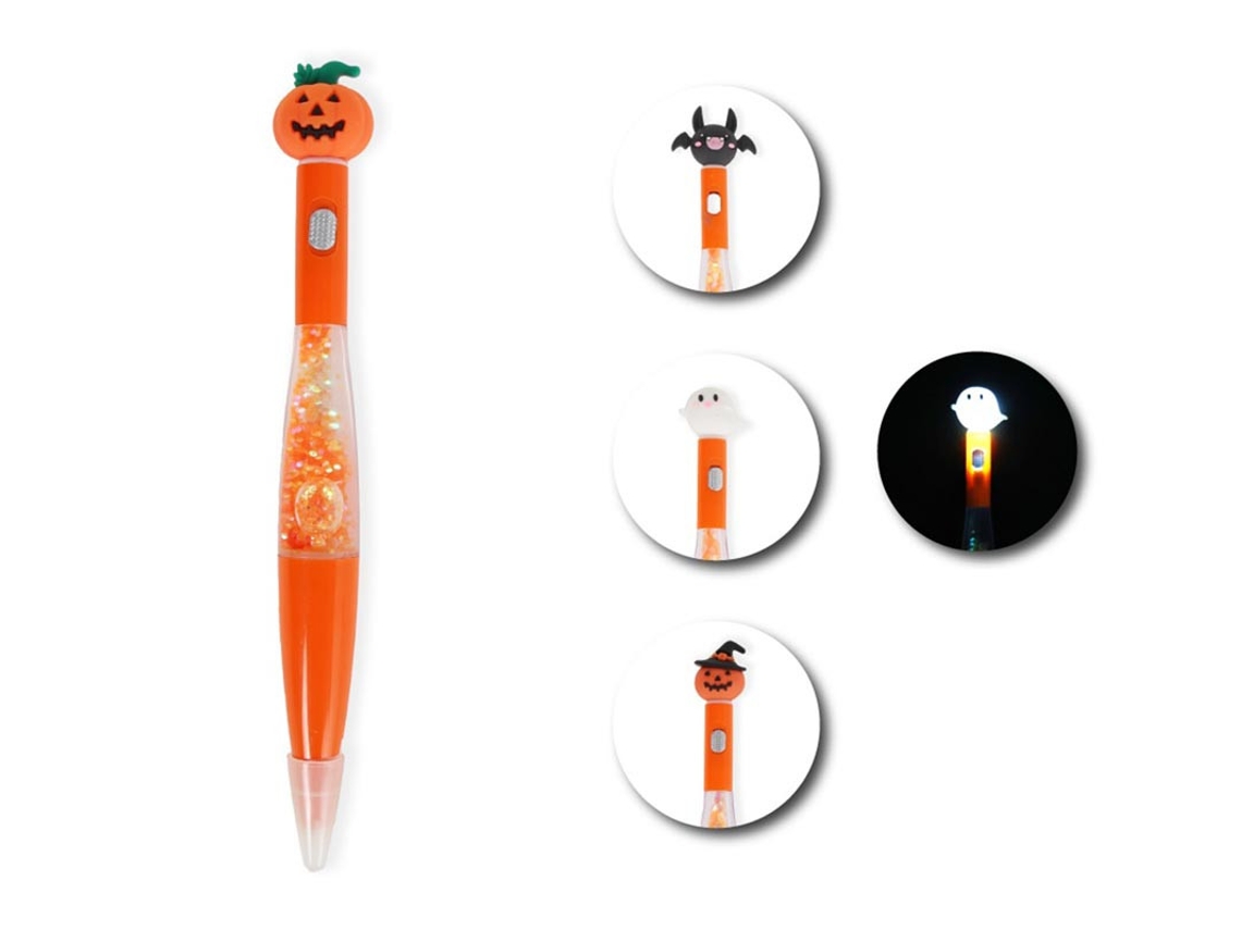 Caneta Halloween em diversos modelos com luz de 17,5 cm