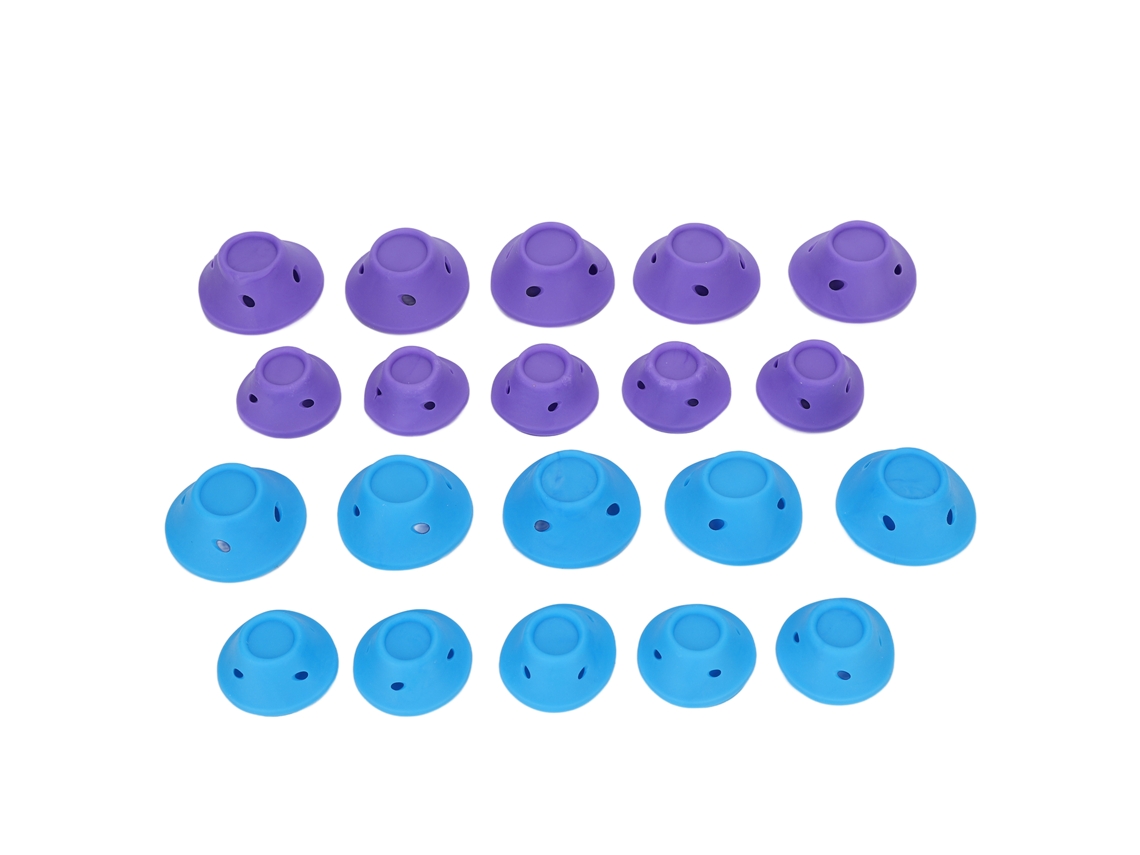 20pcs Bigodes De Cabelo Silicone Sem Calor Diy Para Cabelo Longo Médio Curto Roxo Azul