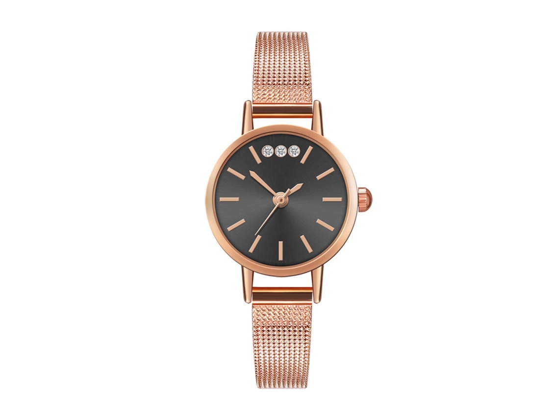 Relógio Casual de Quartzo Estilo Simples Retrô Pulseira de Malha Elegante Lady Watch