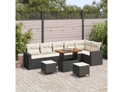 Vidaxl Conjunto De Sofá De Jardim 9 Unid. Preto Vime Pe