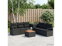 Vidaxl Conjunto De Sofás 8 Unid. Preto Rattan Poliéster E Aço