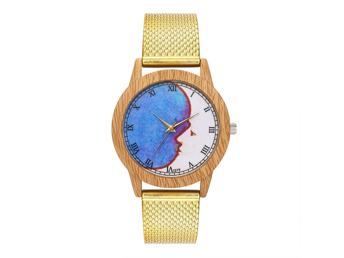 Reloj De Pulsera De Cuarzo Zhoulianfa Con Diseño De Madera, Elegante Para Hombres Y Mujeres (oro)