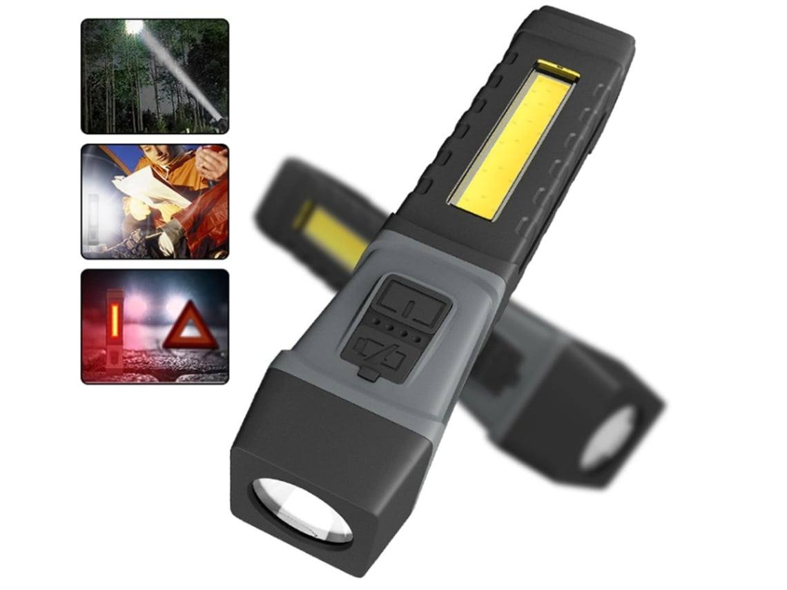 Lanterna Led Recarregável Yunzii M009 5 Modos De Iluminação Com Base Magnética E Clipe Luz De Inspeção Portátil Dobrável De 90 Preta