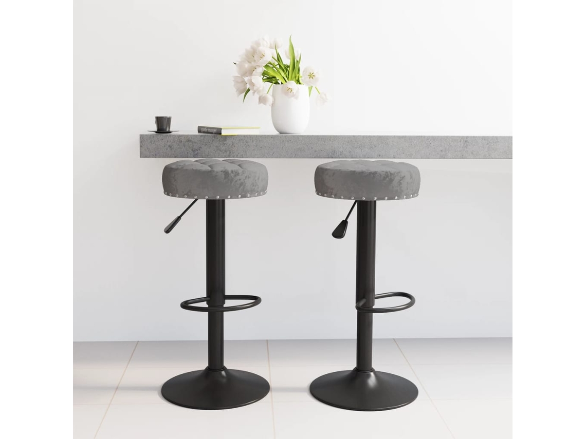 Vidaxl Bancos De Bar 2 Pcs Veludo Cinzento-escuro