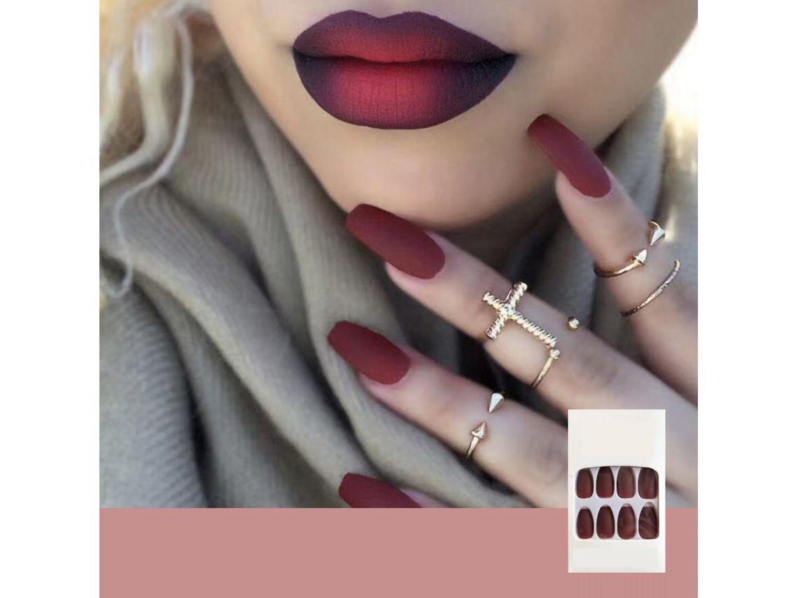 Unhas Falsas De Chama Artificial A Prova D'água Moda Prensáveis ​​de Cobreira Completo 24pcs