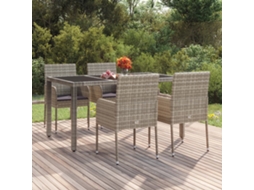 Cadeiras De Jardim C/ Almofadãµes 4 Pcs Vime Pe Cinzento DKD HOME DECOR