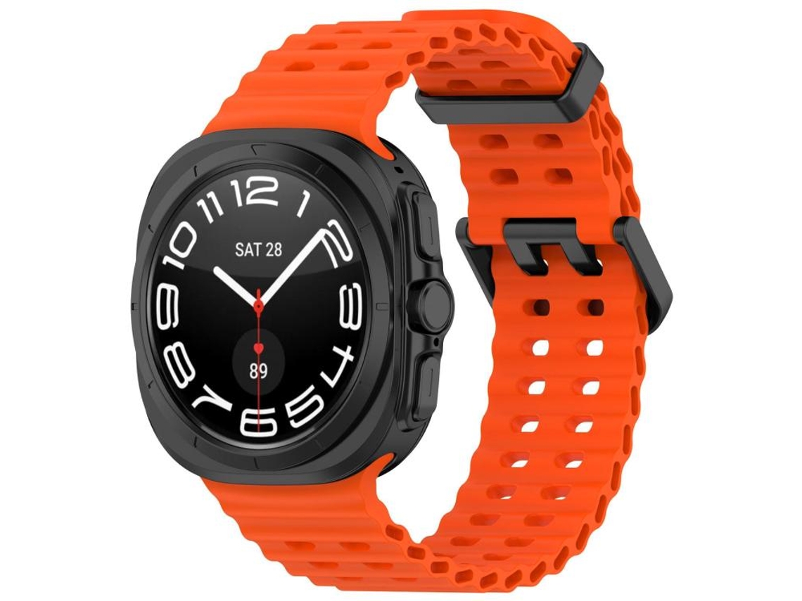 Bracelete Silicone Ocean Hole com Fecho Duplo e Furos Laranja para Samsung Galaxy Watch Ultra XIAOMOYU (47mm)