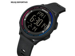 Relógio Minimalista MDUG unissex com visor Led e pulseira de silicone preta