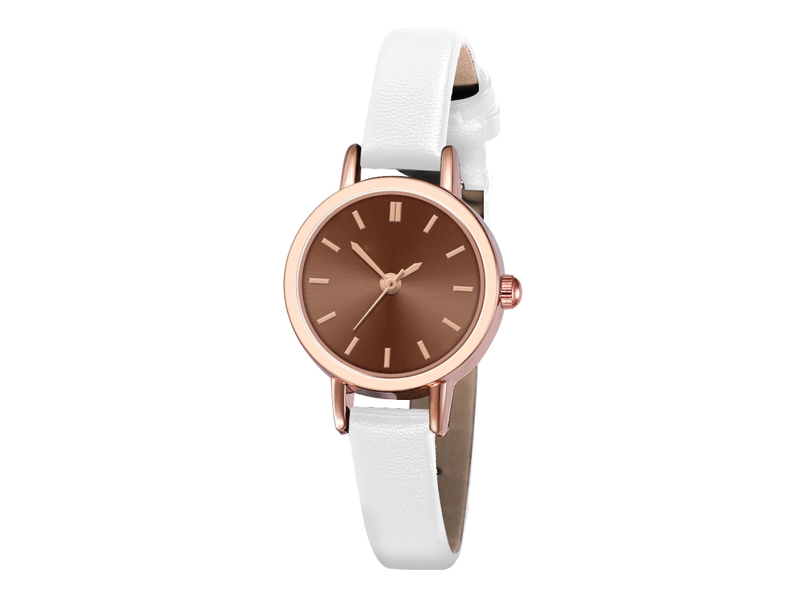 Relógio de Pulso de Casal Masculino e Feminino de Quartzo com Cinto Pu Marrom+branco