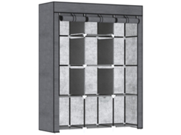 Guarda-roupa Com Múltiplos Guarda-volumes - 8 Prateleiras, 2 Barras - Cinza Não Tecido Tb