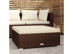 Vidaxl Apoio Pés Para Jardim C/ Almofadão 70x70x30 Cm Vime Pe Castanho