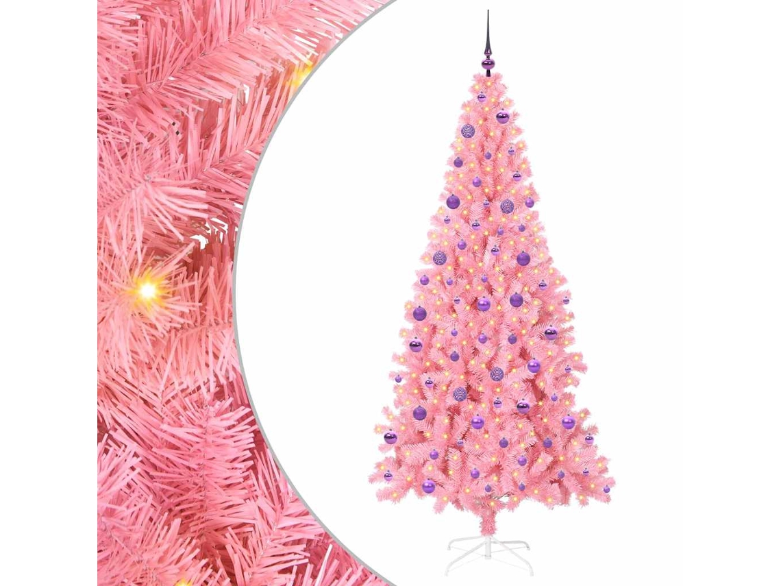 Árvore De Natal Artificial Com Led Vidaxl Rosa Pvc (210 Cm)