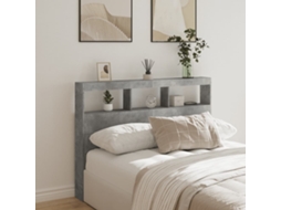 Vidaxl Armário De Cabeceira C/ Luzes Led 140x17x102cm Cinzento Cimento