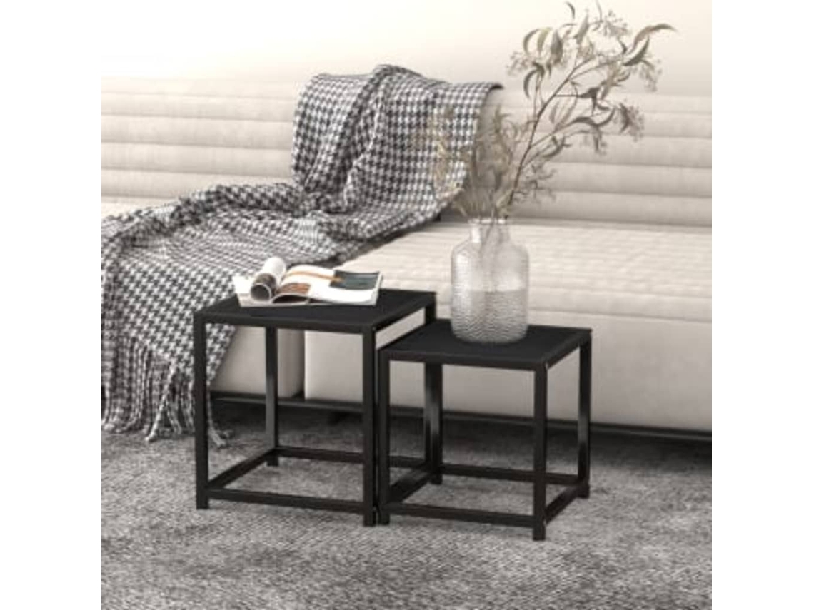 Vidaxl Mesas De Centro 2 Pcs Mdf Preto