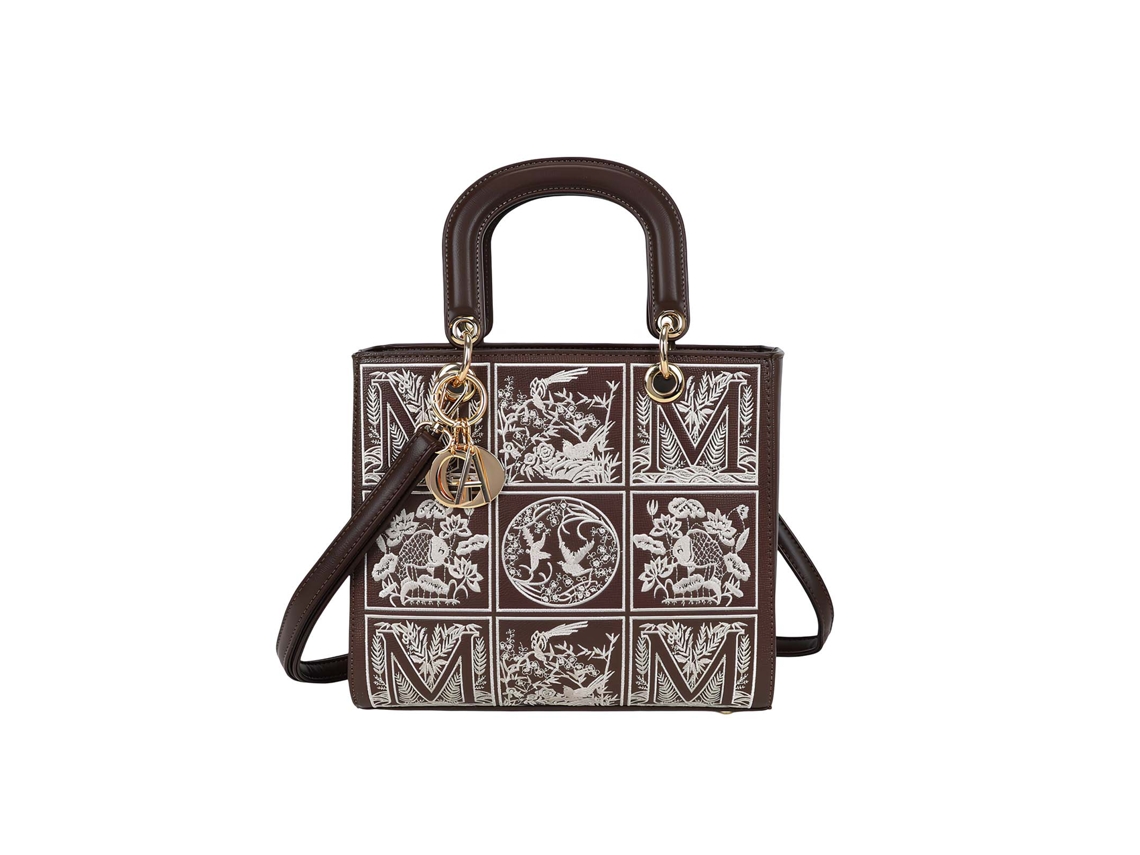 Bolsa De Mão Feminina Isalda Com Estampa De Paisagem, Pingente E Alça De Ombro