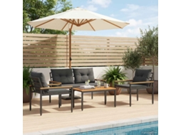 Vidaxl Conjunto De Móveis Para Exterior 4 Pcs Cinzento-escuro Vime Pe