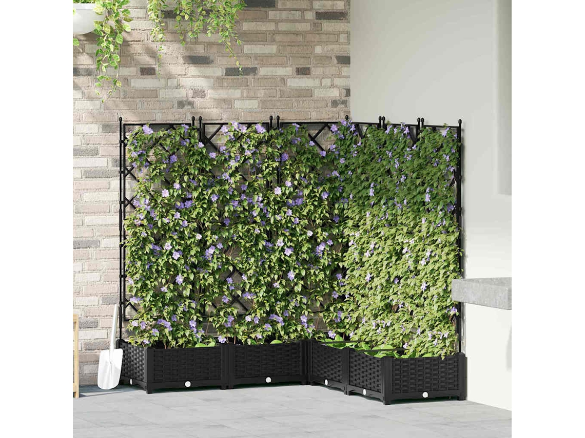 Vidaxl Vaso De Jardim 5 Unid. Preto 120 X 120 X 125,5 Cm Pp