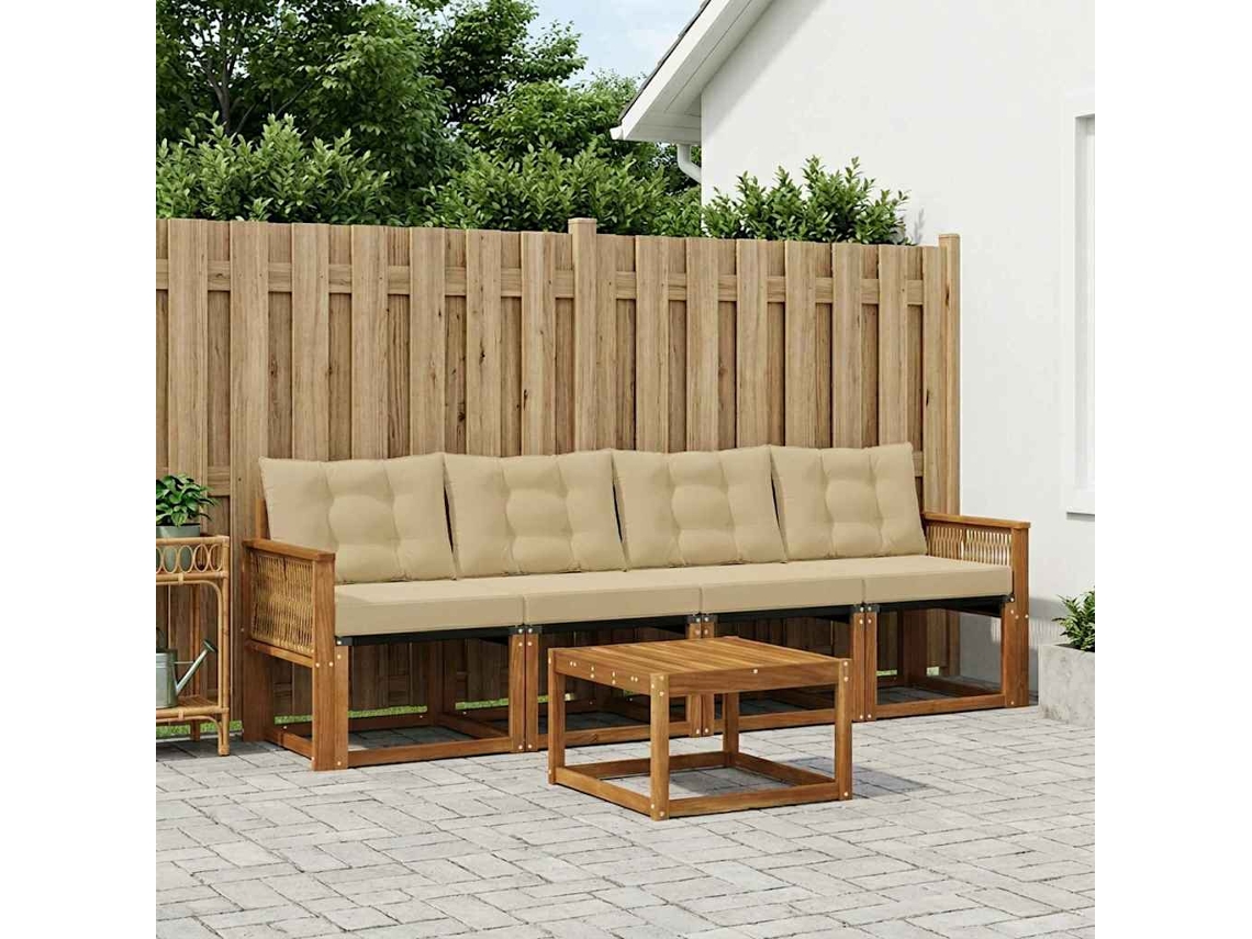 Vidaxl Conjunto De Sofás Para Exterior 5 Unid. Natural E Bege
