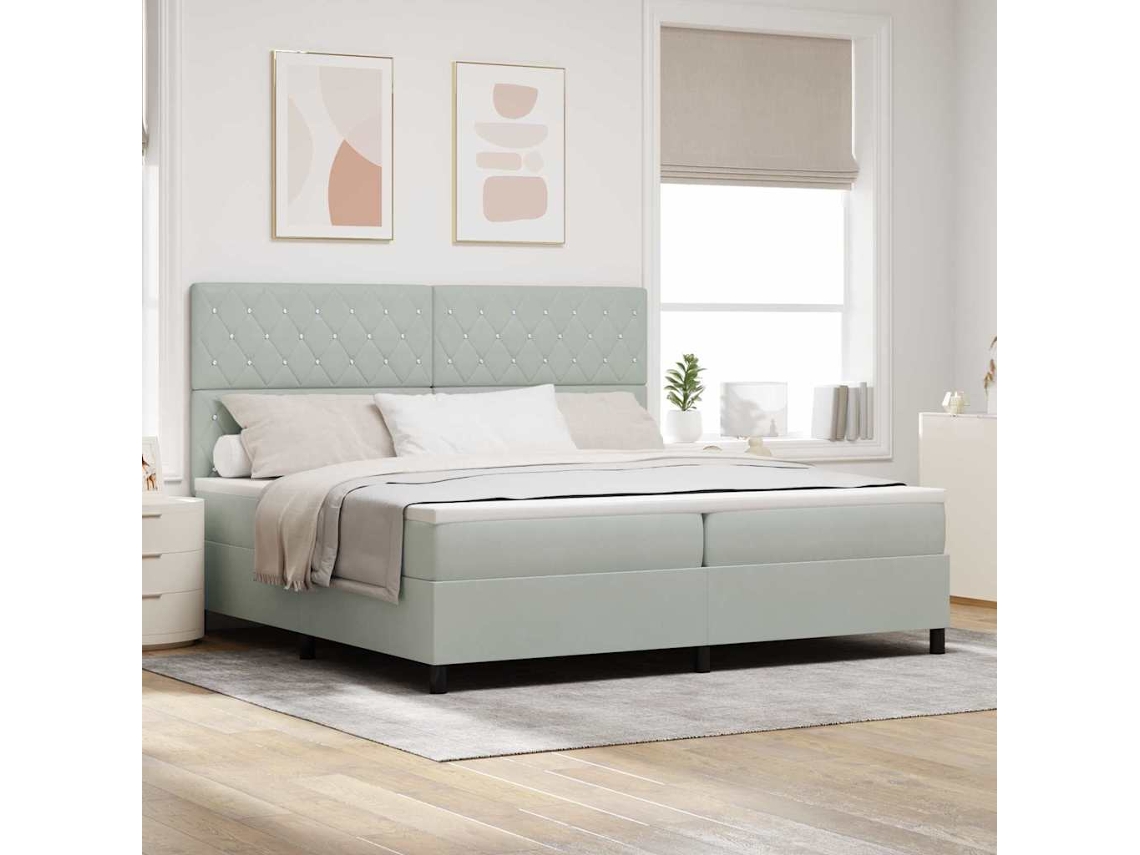 Vidaxl Cama Box Spring Led Cinzento-claro 200 X 200 Cm Veludo