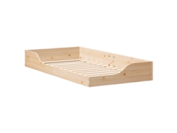 Conjunto 1 Cama De Plataforma Vidaxl Bege Madeira De Pinho Maciça (75 X 190 Cm)