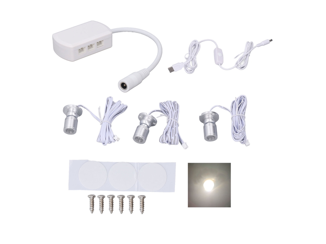 Mini Led Spot Lights USB 5v Dimmable para Mostruário Armário Joias Luz Natural | S/MARCA