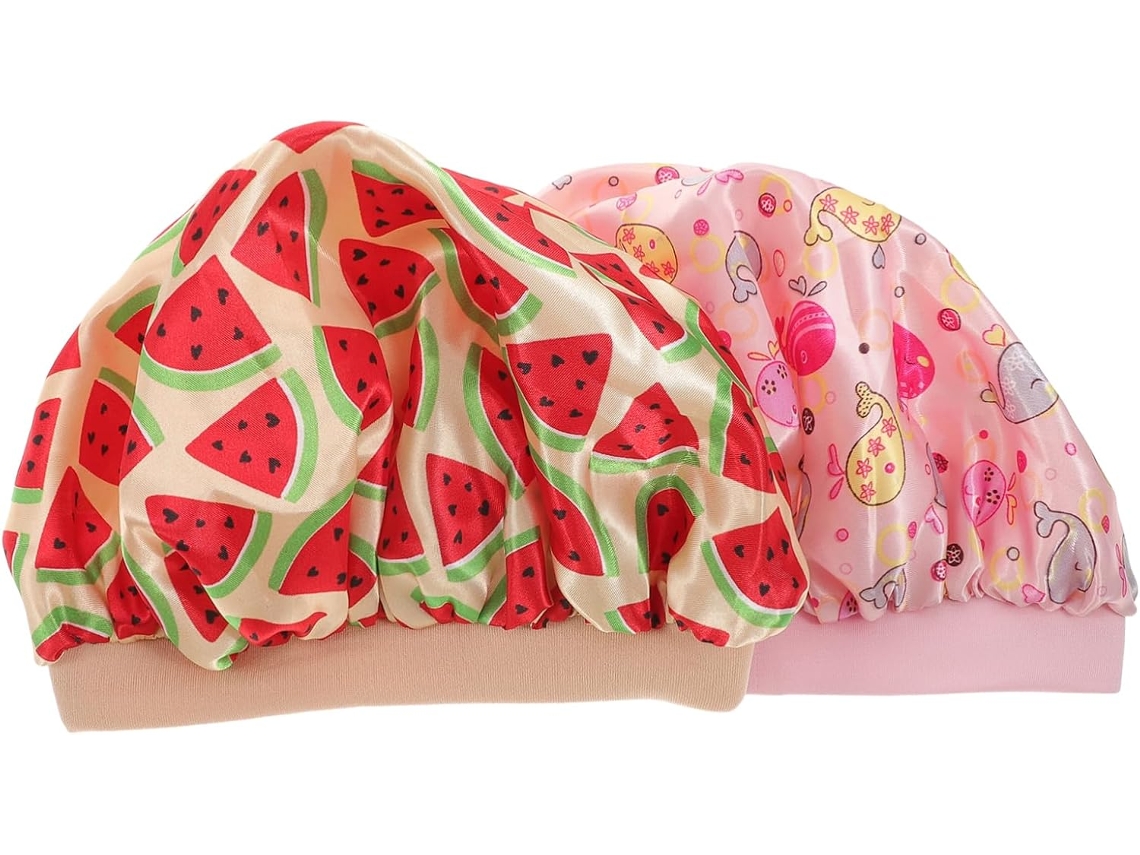 De Dormir De Cetim Estampada Em Duas Peças, Ideal Para Dormir, Tomar Banho Ou Ducha. Touca Noturna Gokoco