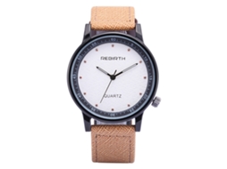 Relógio analógico Rebirth Quartz com mostrador redondo e pulseira ajustável em PU (laranja e branco)