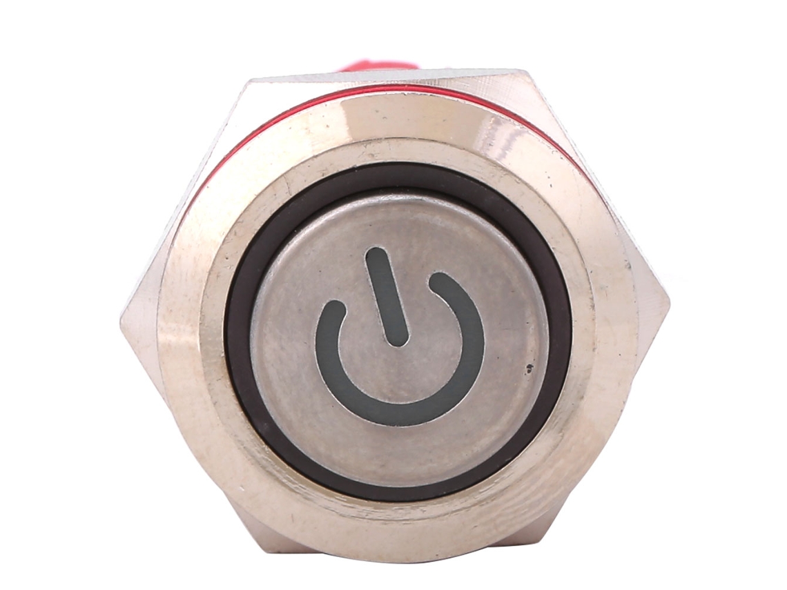 Interruptor De Botão Com Trava Dc9~30v 19mm 1no 1nc Com Luz Azul Cabeça Alta Shell Aço Inox Impermeável