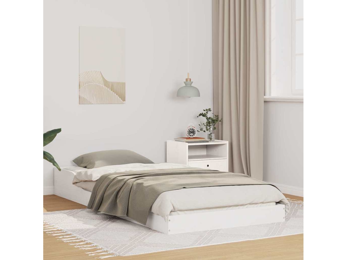 Vidaxl Estrutura da Cama Branco 90 X 210 Cm Madeira de Pinheiro Sólida