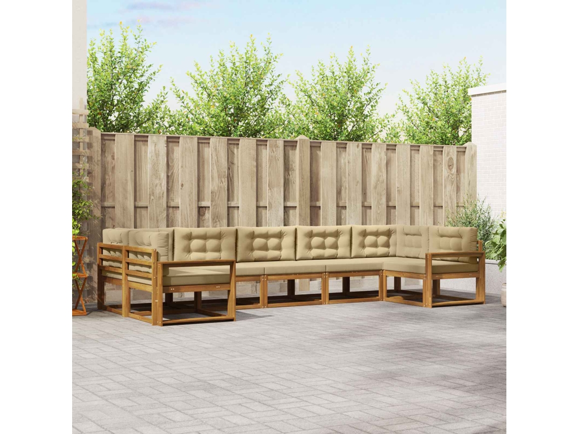 Vidaxl Conjunto De Sofás Para Exterior 7 Pcs Natural E Bege