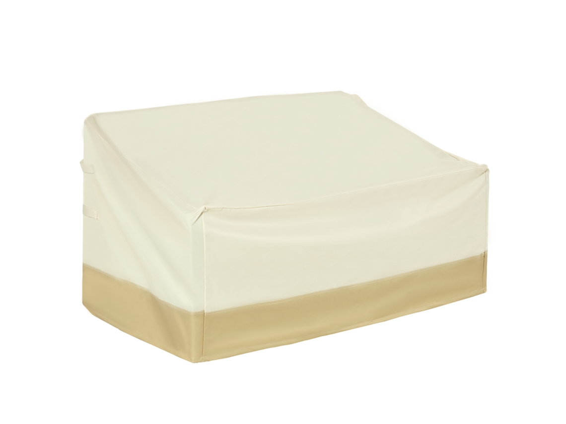 Capa Protetora para Móveis de Jardim Tecido Oxford Cor Bege e Creme 152x87x59-79 cm Outsunny