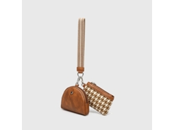 Mochila Portátil Mini Impermeável Multifuncional Para Guardar Moedas Chaveiro Carteira, Marrom