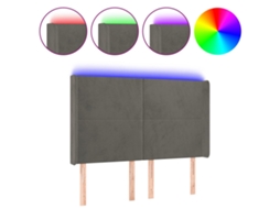 Led Headboard, Led Headboards Vidaxl Cinzeto Veludo (147 X 16 X 118/128 Cm)