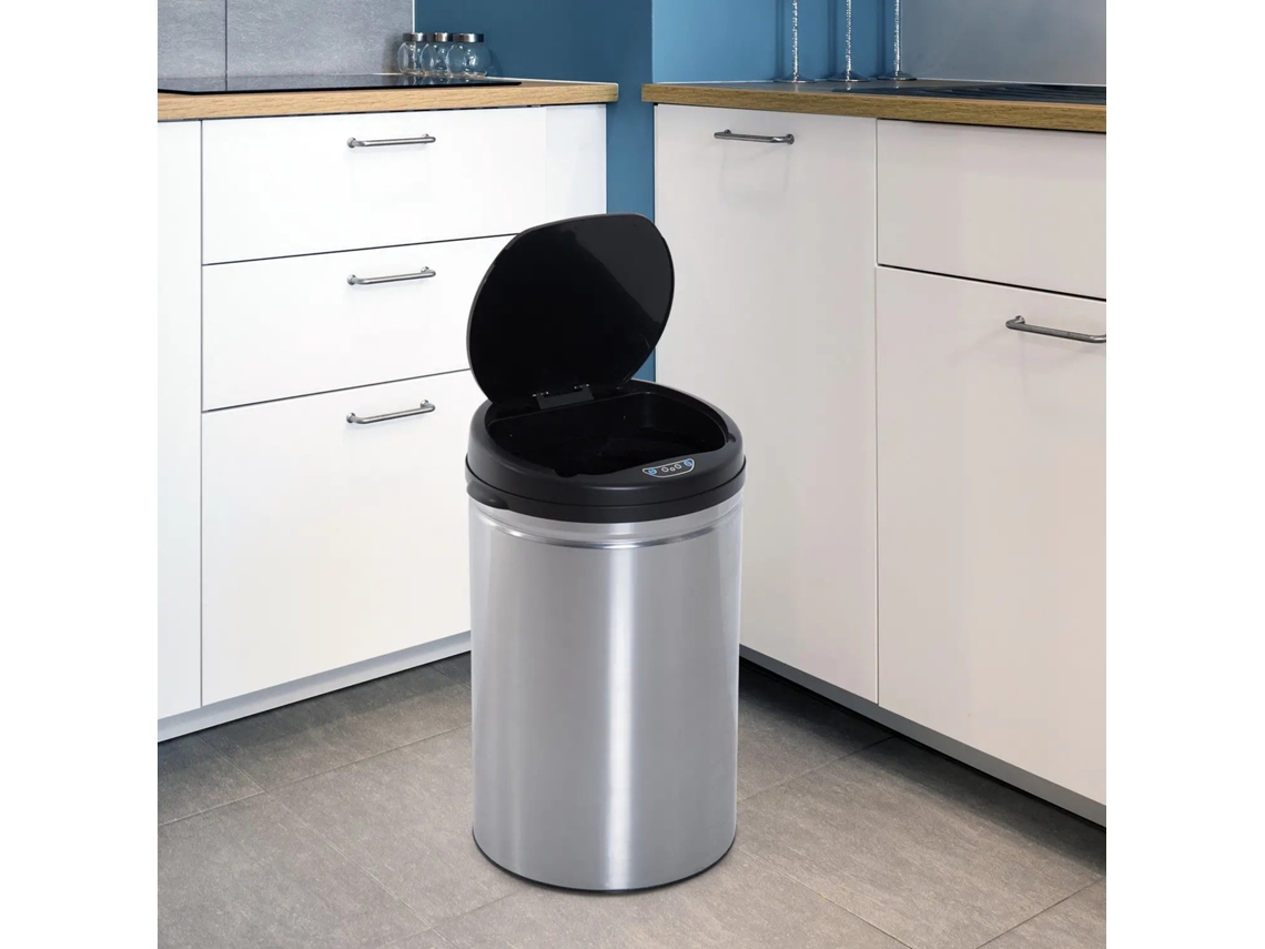 Lixeira Automática Com Sensor Ir, Redonda, 30l, Com Opção De Recipiente Interno, Aço Inoxidável Liptaptyn