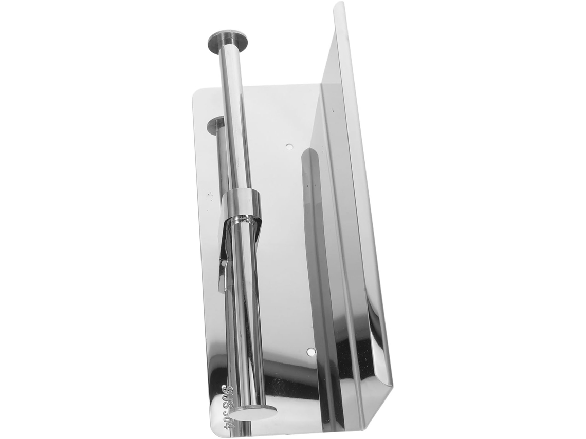 Porta Papel Higiênico De Aço Inoxidável Com Base Dupla Alargada, Suporte Seguro Para Celular E Fixação Na Parede