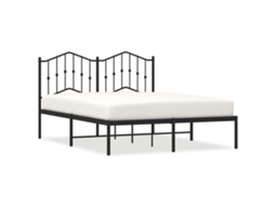 Estrutura de Cama com Cabeceira Metal Preto MAISON EXCLUSIVE 140x200 cm