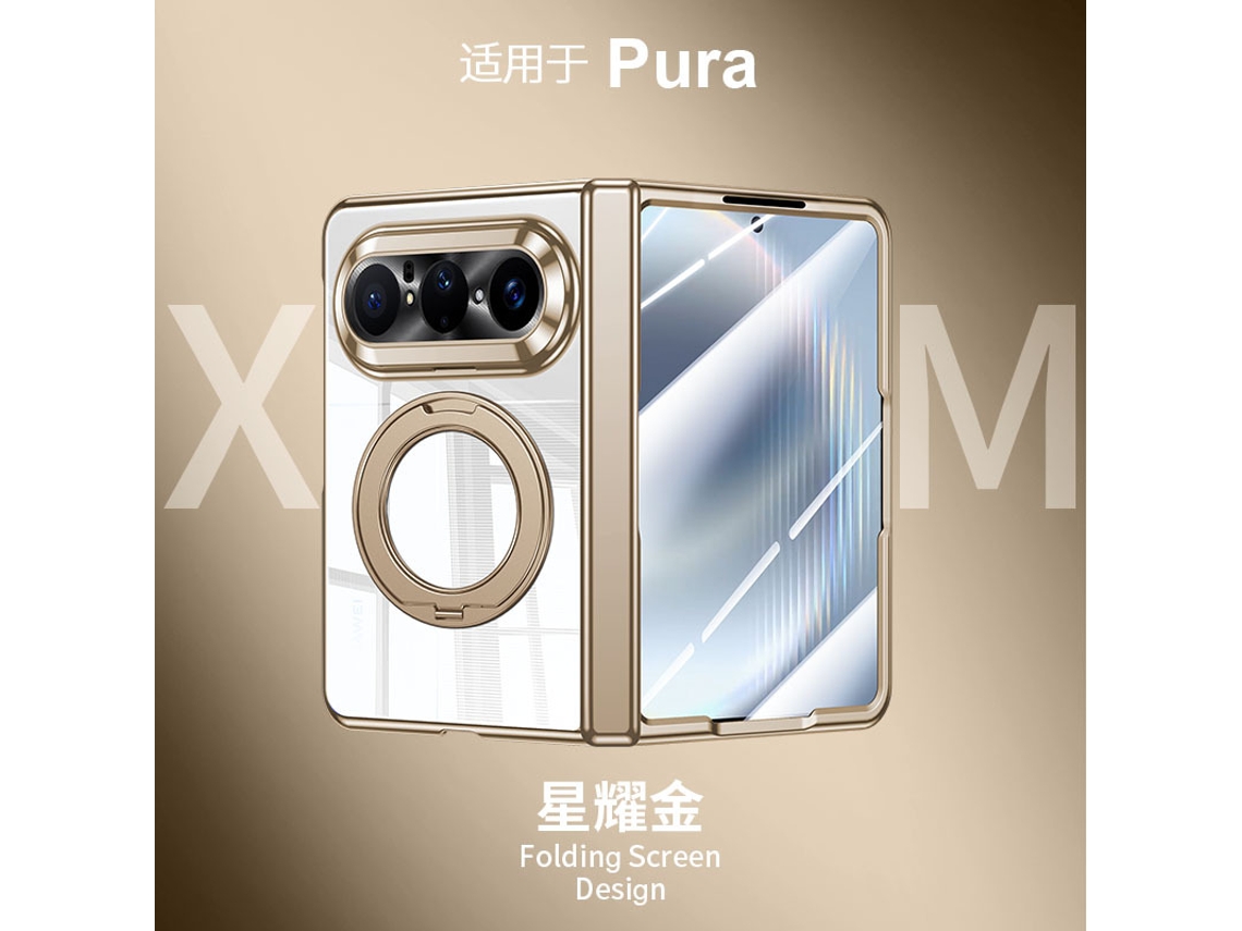 (ouro Hd Huawei Puraxmax Classic Edition) Caso De Telefone Suporte Rotativo Caso Chapeado Membrana Integrada