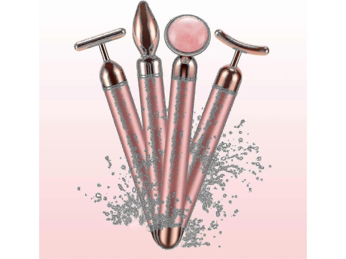 Masajeador Facial de Pulso Único 4 em 1, com Rodillo Jade Elétrico Cuarzo Rosa, Compatível Co Mpatível Cabeza, Mejill GOKOCO