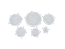 6 Peças Tampas Elásticas de Silicone Reutilizáveis Resistentes a Altas Temperaturas para Armazenamento de Alimentos