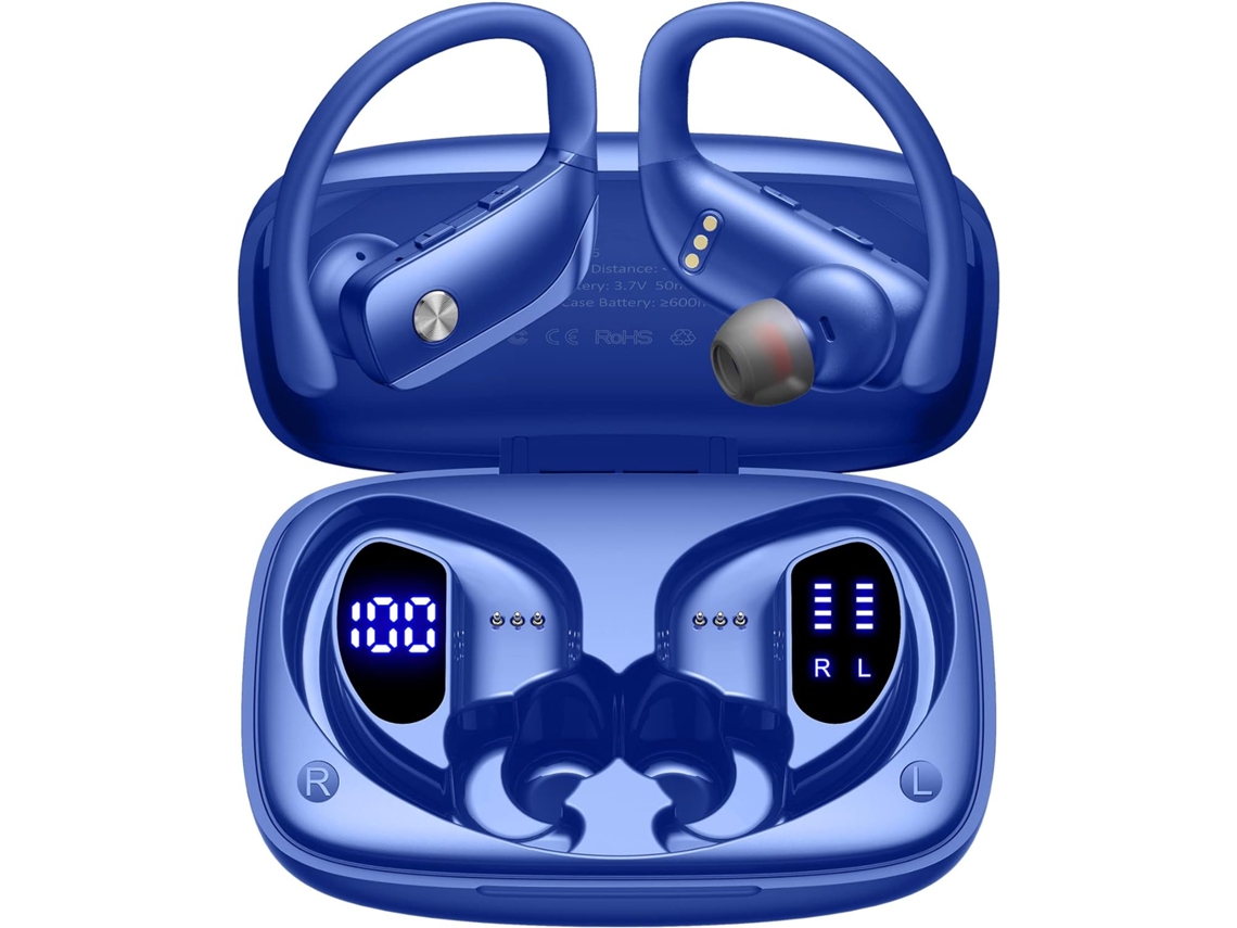 Auscultadores Bluetooth 5.3 JIAPEI com 45h, led, microfone, controle táctil, preto