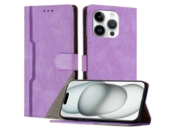 Capa De Couro Com Estampa Triangular E Suporte Tipo Carteira Para Iphone 15 Pro, À Prova De Choque