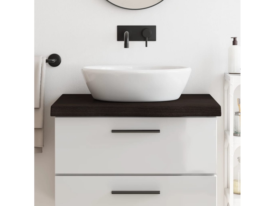 Vidaxl Bancada P/ Wc 80x60x(2-6)cm Madeira Tratada Maciça Castanho