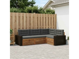 Vidaxl Conjunto De Sofás Para Exterior 4 Unid. Natural E Antracite
