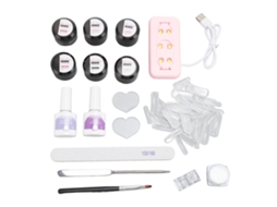 Kit De Extensões De Unhas Com Lâmpada Uv, Esmalte De Gel, Base, Top Coat, Fortalecedor E Acessórios